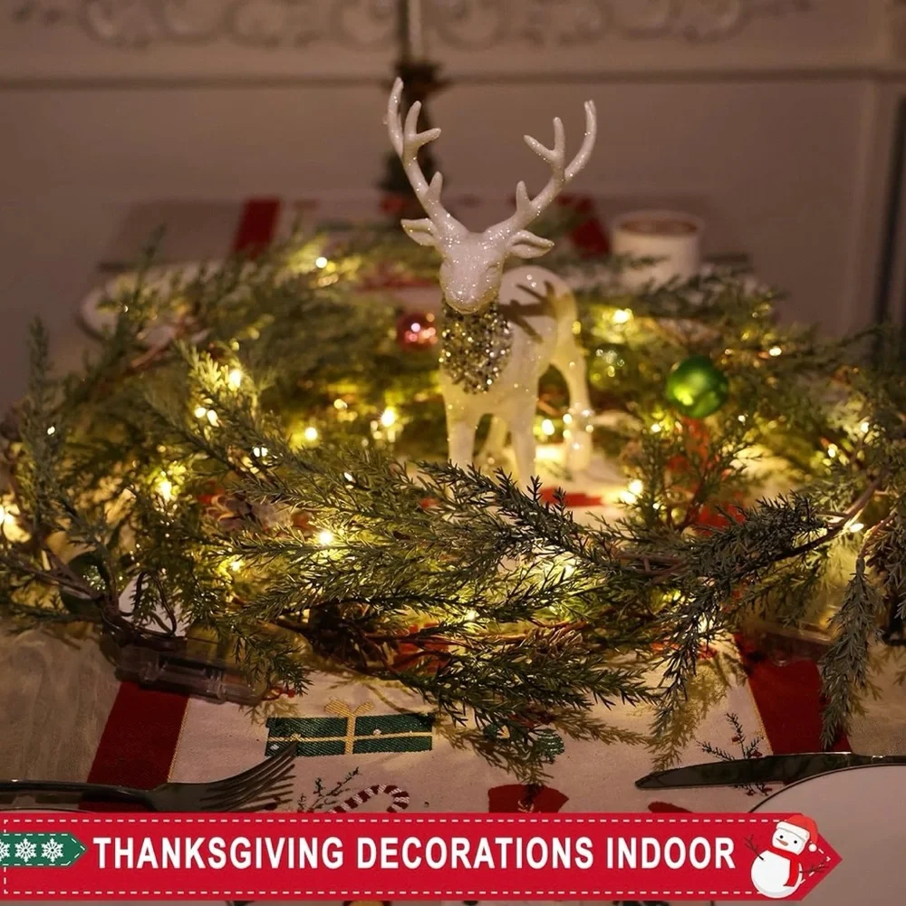 Festive Greenery Garland with Lights